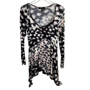 Karen Kane Women's Shark Bite Hem Top Tunic Scoop-Neck Size S